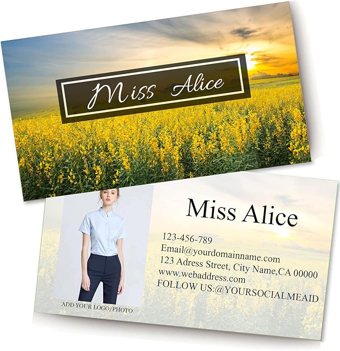 Customized Name Cards 500 PCS, Customized Design with Picture Texture All Business Designs cards No Additional Charge (Color-L)