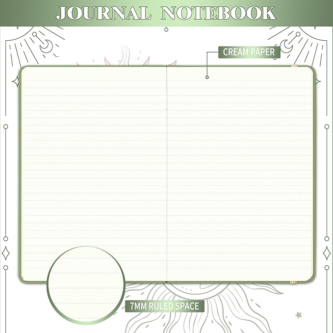 Artfan Ruled Notebook/Journal – Premium Thick Paper Faux Leather Classic Writing Notebook with Pocket + Page Dividers Gifts, Banded, Large, 144 Pages, Hard Cover, Lined (5.8 x 8.4) - Green