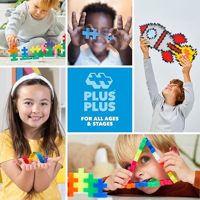 PLUS PLUS 240 Piece Holiday Mix Tube - Mini Interlocking Building Blocks Set, Stem Toys for Kids - Sensory Bin Fillers/Math Manipulatives Classroom Must Haves Gifts for Boys & Girls