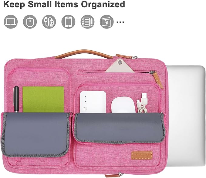 MOSISO 360 Protective Laptop Case 16 inch, 15-15.6 inch Laptop Sleeve Compatible with MacBook Pro 16, HP Acer Dell Lenovo ASUS, Side Open Carrying Case with 4 Zipper Pockets&Handle, Rose Red