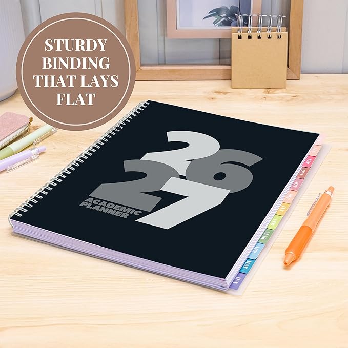 Rileys Academic Planner 2026-2027, Daily, Weekly & Monthly Planner, July 2026 - June 2027, Student Notes Pages, Twin-Wire Binding, Weekly Agenda for School & Work (8.5 x 11-Inches, Chunky, Black)