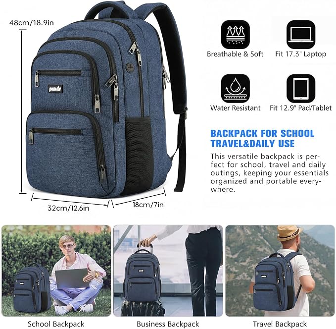 Paude Laptop Backpack,17 Inch School Backpack Large Bookbag for Teens Adults Backpack for High School College Students Back Pack,Waterproof