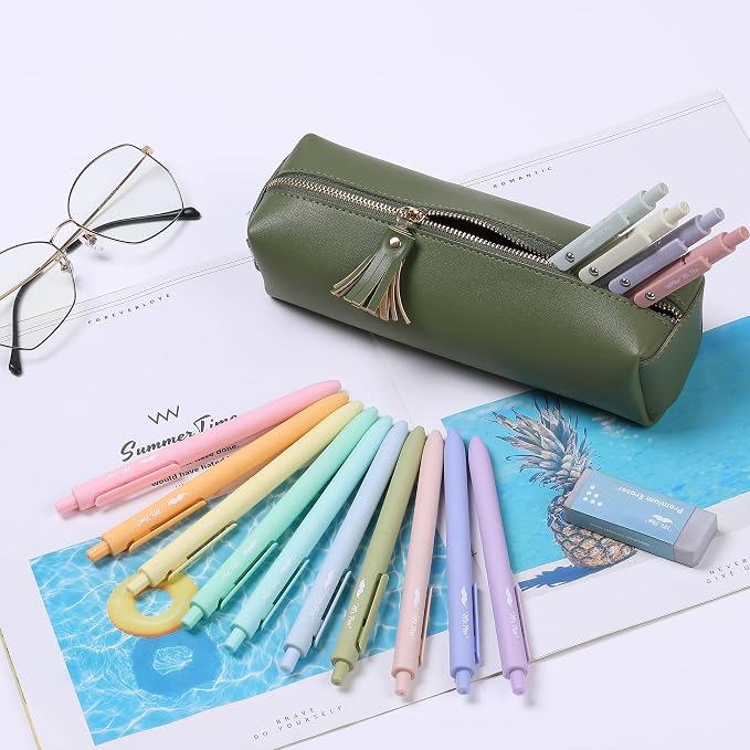 Mr. Pen- PU Leather Pencil Case, Green | Pencil Case Small Pencil Pouch Aesthetic Pencil Cases