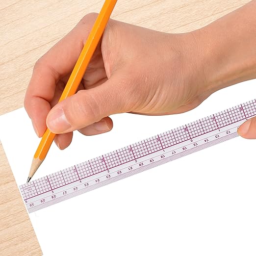 Westcott 10ths/Metric Beveled Ruler, 12-Inch/30cm (B-65), Clear (Pack of 2)
