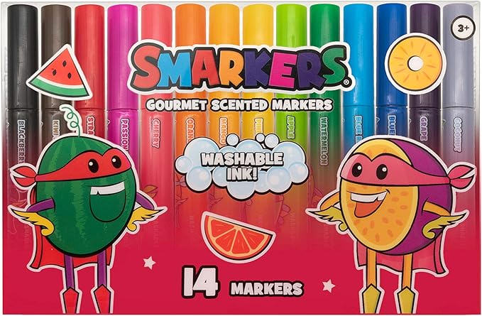Smarkers - Washable Scented Markers, Assorted Colors, Medium Tip, 14 Count