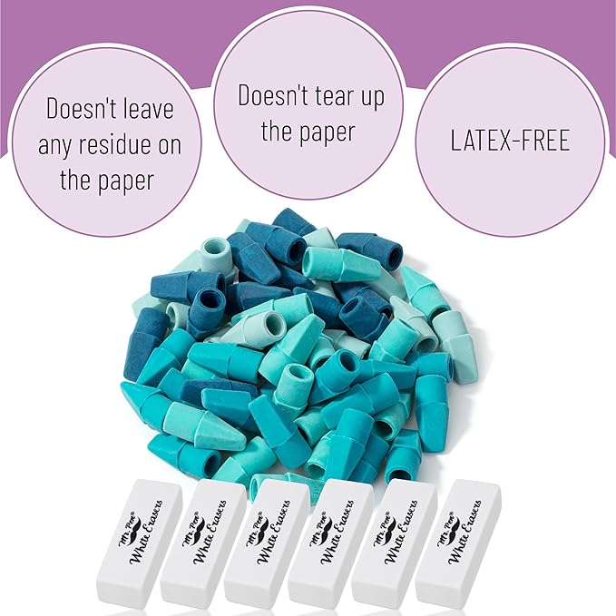 Mr. Pen- School Eraser Combination Set, 66 Pack, Colorful, Latex Free Erasers for School, Office, Art Sketching, Homework, Exams, Clean Smudge-Free Correction
