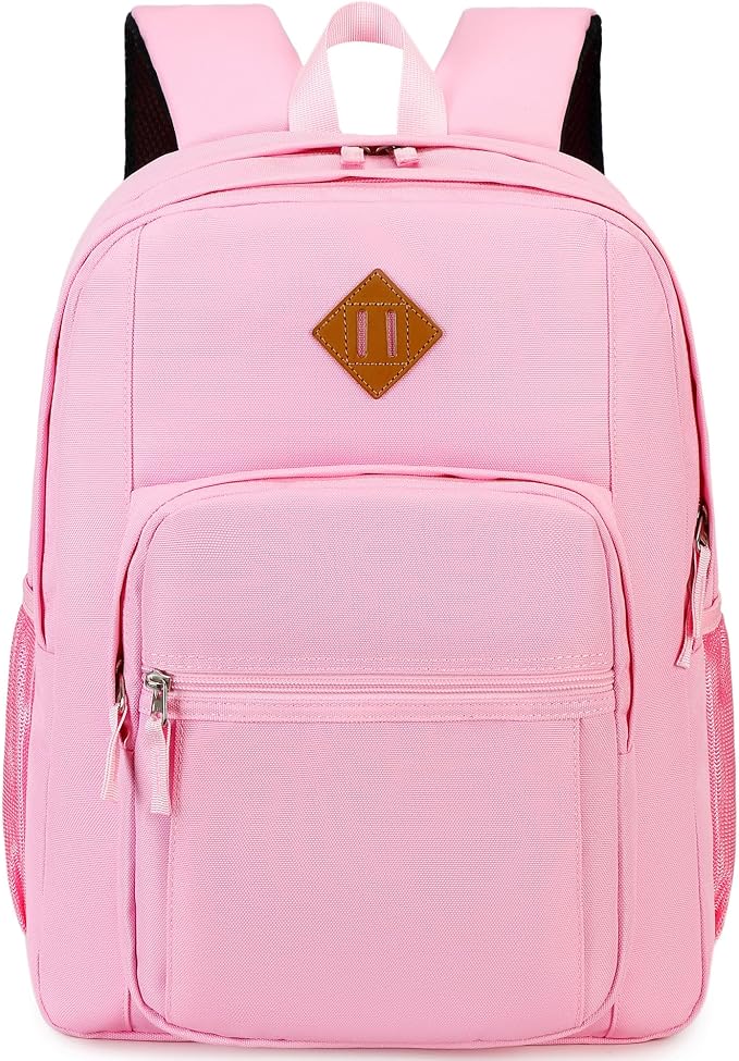 abshoo Girls Solid Color Backpack For College Women Water Resistant School Bag (Pink)