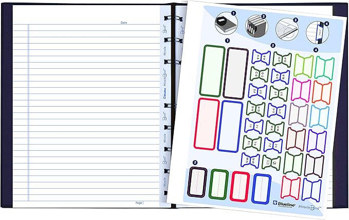 Blueline MiracleBind Notebook, 1-Subject, Medium/College Rule, Purple Cover, (75) 9.25 x 7.25 Sheets