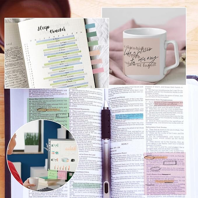 Vuzvuv 1120 Sheets Transparent Clear Sticky Notes with Pen,3x3 Inch Bulk Translucent Sticky Notes Set for Bible Tabs, Book Tabs, Office School Supplies(Light Rainbow)