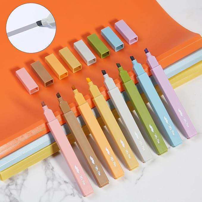 Mr. Pen- Aesthetic Highlighters No Bleed, 8 Pack, Moss Garden, Chisel Tip, Cute Highlighters Assorted Colors for Journaling, Highlighting, Underlining, Fast Dry, Back to School Supplies