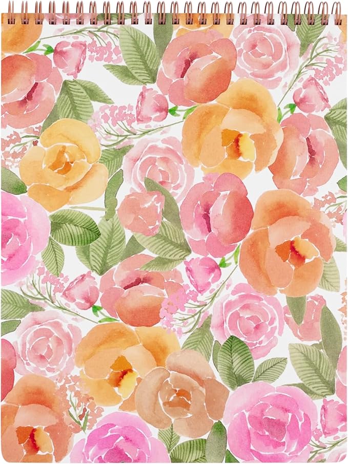 Steel Mill & Co. Large Top Spiral Notebook, Watercolor Posey Floral