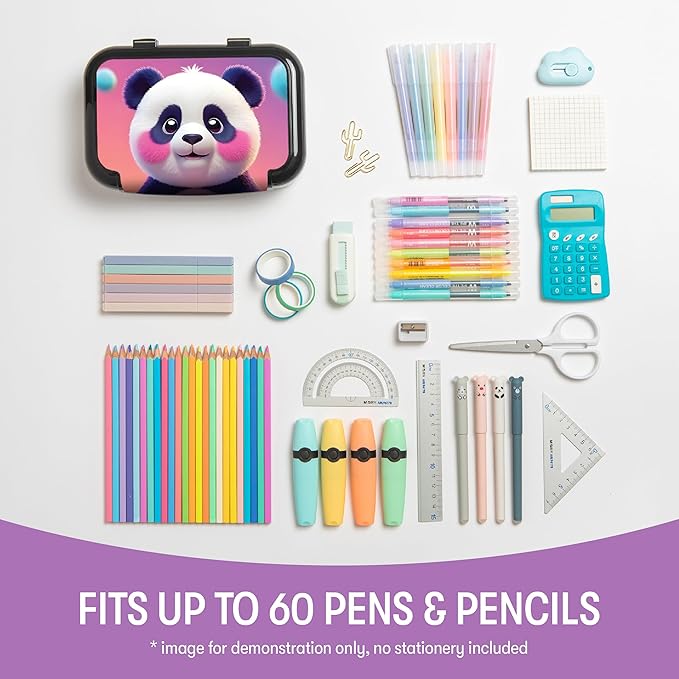 ZIPIT: Recycled Plastic Pencil Box - Blushing Panda - Large Capacity Case, Animal Character, Stationery Organizer, School Supplies-Toys Holder, Kids