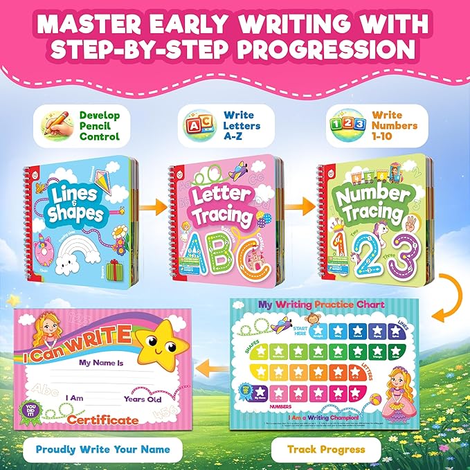 Doctor Jupiter Preschool Tracing Books for Toddlers, 3+ Year Old Kids |Learning Activity Books, Unicorn & Princess Educational Toys, 100+ Wipe Clean Preschool & Kindergarten Activities