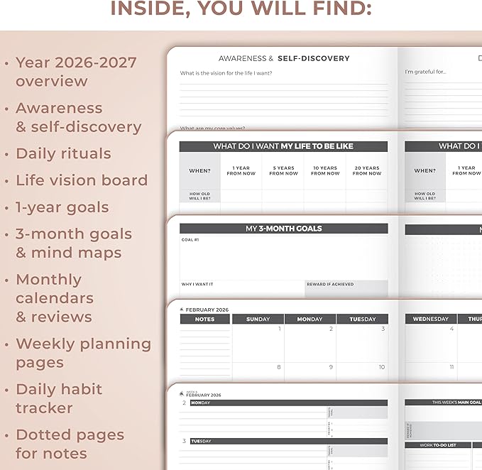 Clever Fox Planner PRO Dated (Jan 2026–Jan 2027) Weekly & Monthly Life Planner to Increase Productivity, Time Management and Hit Your Goals – Organizer, Gratitude Journal – A4 Size (Rose Gold)