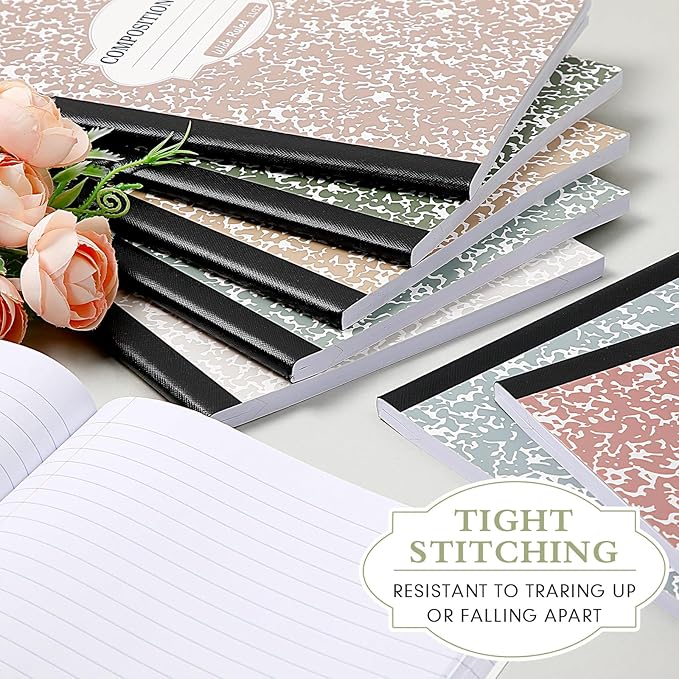 Colarr 8 Pack Composition Notebook 9.75 x 7.5 Inch Wide Ruled Marble Paper Composition Books Assorted Fun Colors Office School Notebook, Hard Cover, Sturdy Sewn Binding (Multi Color)