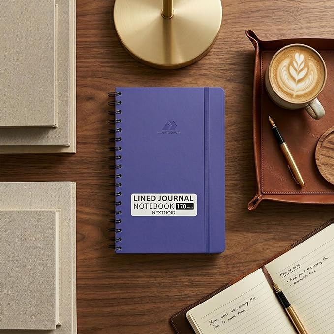 Nextnoid Lined Spiral Notebook Journal For Women & Men - A5(5.8" x 8.3") 170 Pages, Hardcover Notebooks for Work & Note Taking, College Ruled Journals for Writing - Violat Blue