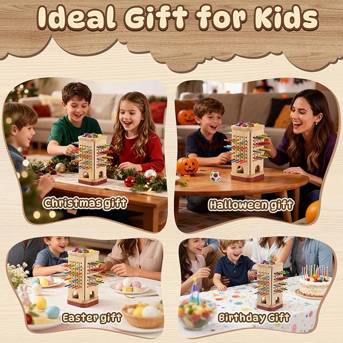 Montessori Game Wooden Board Game, Multiplayer for Kids 4-8, Math Educational, Fine Motor Skill Toy for Girls Boys, Classic Fun Games for Age 3 4 5 6 7 8 Girls Boys Gifts