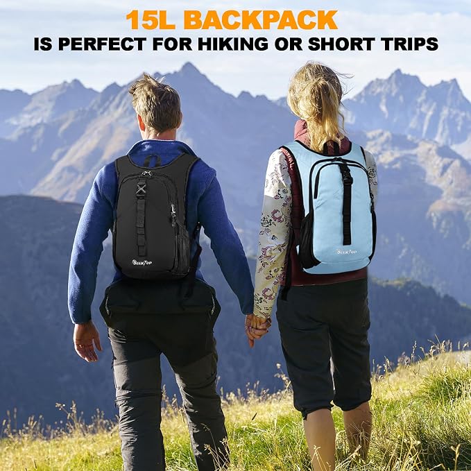 Seektop 15L Small Hiking Backpack for Women Men, Lightweight Hiking Daypack | Water Resistant, Foldable Packable Back Pack with Phone Pocket for Travel Camping Outdoor
