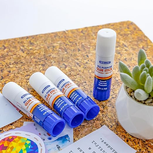 BAZIC Products Premium Glue Stick 8g/0.28 Oz., Multi-Purpose Acid Free, Glue Sticks, for Photos Paper Kids Art Craft at School Home Office, Total 12-Count
