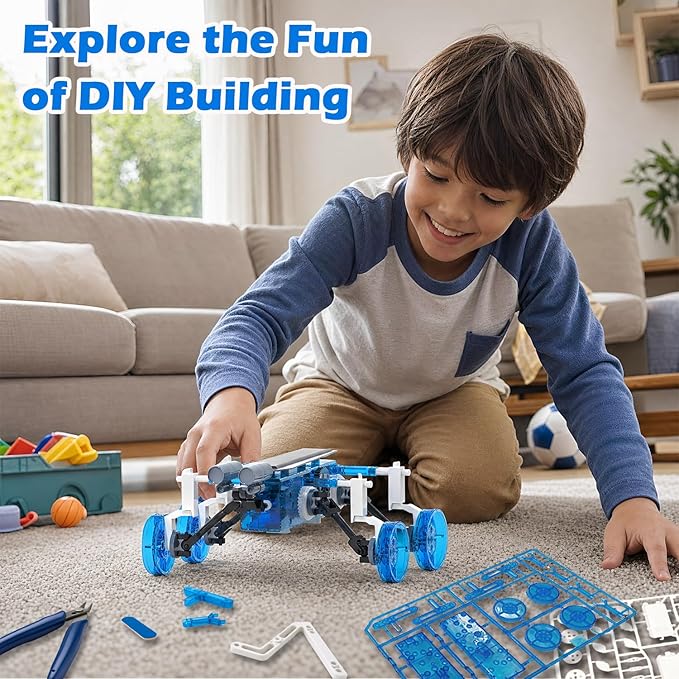 STEM 25-in-1 Solar Robot Kit for Kids Ages 8-13, Science Building Toys with Transparent Motor, DIY Robotics Experiment Set, Educational Birthday Gift for Boys Girls 8 9 10 11 12 13 14 15 16