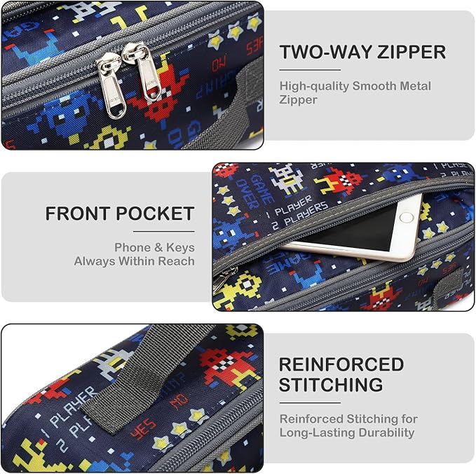 FlowFly Kids Lunch box Insulated Soft Bag Mini Cooler Back to School Thermal Meal Tote Kit for Girls, Boys, Robot