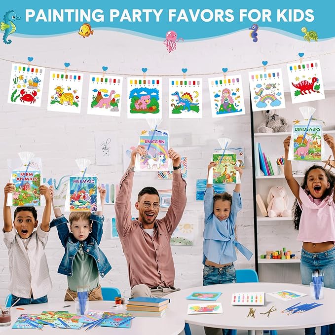 Pasimy 6 Sets Paint with Water Coloring Books for Toddlers 5. 5 x 8. 1 Inch Large Water Coloring Books Mess Free Painting Activity for Goodie Bag Filler Classroom Prizes Birthday Return Gifts Supplies