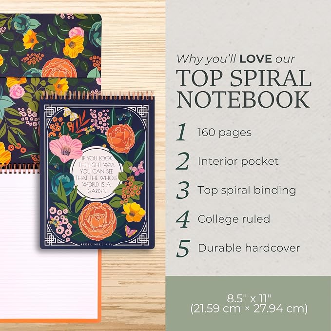 Steel Mill & Co. Large Top Spiral Notebook, The Secret Garden