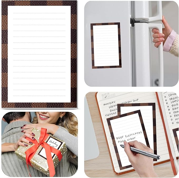 2 Pack Lined Sticky Notes 4x6 in, Cute Self-Stick Notepads with Lines, Large Memo Pads Strong Adhesive for Office, Home Luxury Plaid