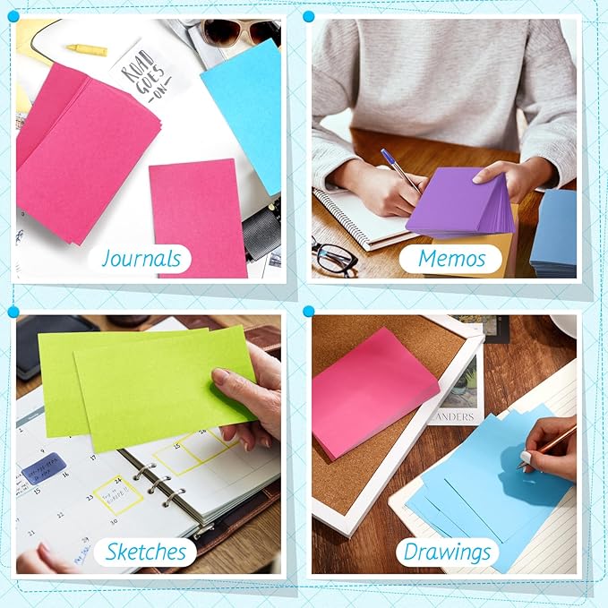 Ctosree 1440 Pcs Colored Index Card Blank Index Note Colored Flash Cards Blank Colorful Study Notecards Flashcards Memo Scratch Pad for Office School Supplies(4 x 6 Inch,Fresh Color)