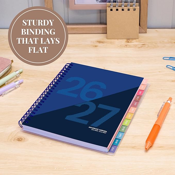 Rileys Academic Planner 2026-2027, Daily, Weekly & Monthly Planner, July 2026 - June 2027, Student Notes Pages, Twin-Wire Binding, Weekly Agenda for School & Work (8 x 6-Inches, Geographic, Blue)