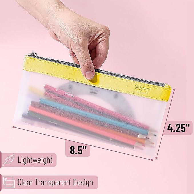 Mr. Pen- Clear Pencil Pouch, 8.50"x4.25", 3 Pack, Durable TPU Material, Medium Water-Resistant Pencil Bags with Smooth Zipper, Multipurpose Clear Pouch for Stationery, School, Office, Travel Supplies