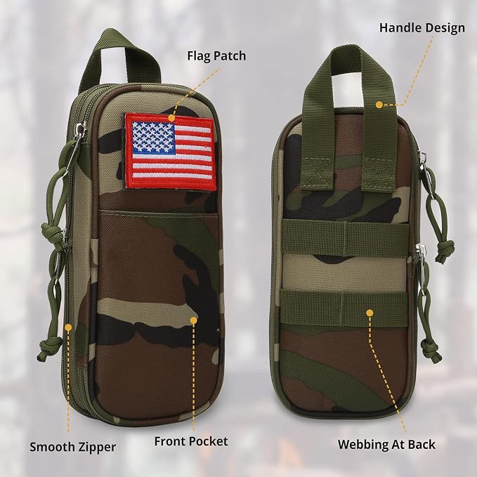 Pencil Case Big Capacity High Large Storage Tactical Small Tool Pouch Bag Marker Pen Case Stationery Bag Travel Holder School College Office Organizer for Kids Men Women Adult Teens (Camo Green)