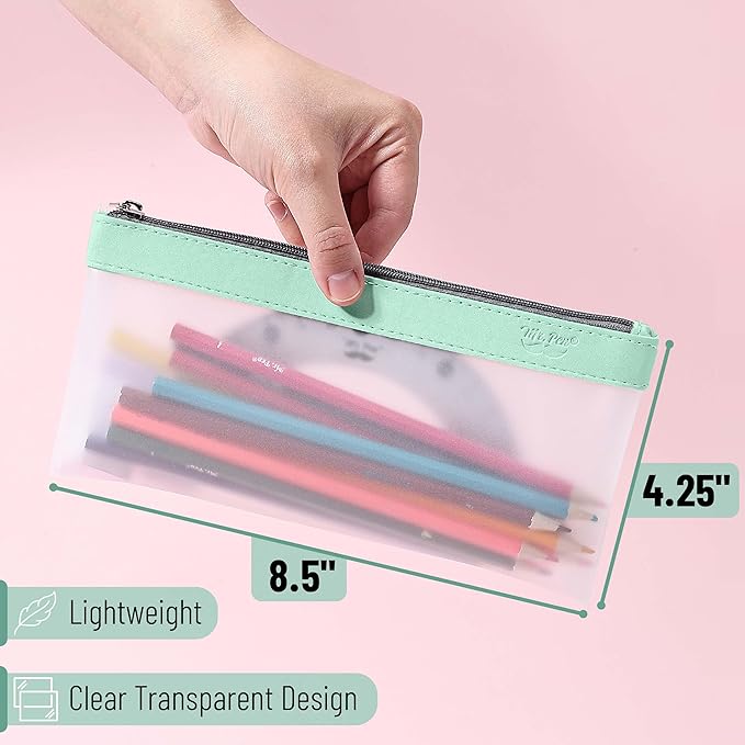 Mr. Pen- Clear Pencil Pouch, 8.50"x4.25", 3 Pack, Durable TPU Material, Medium Water-Resistant Pencil Bags with Smooth Zipper, Multipurpose Clear Pouch for Stationery, School, Office, Travel Supplies