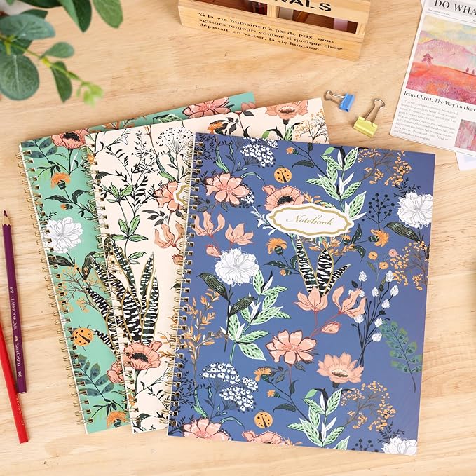 LABUK 3 Pack Spiral Notebook Journal for Women College Ruled Notebook 120 Pages A4 Aesthetic Journaling Notebooks for Work School Office Home, 8.5 x 11 Inches Notebooks for Valentine Gifts
