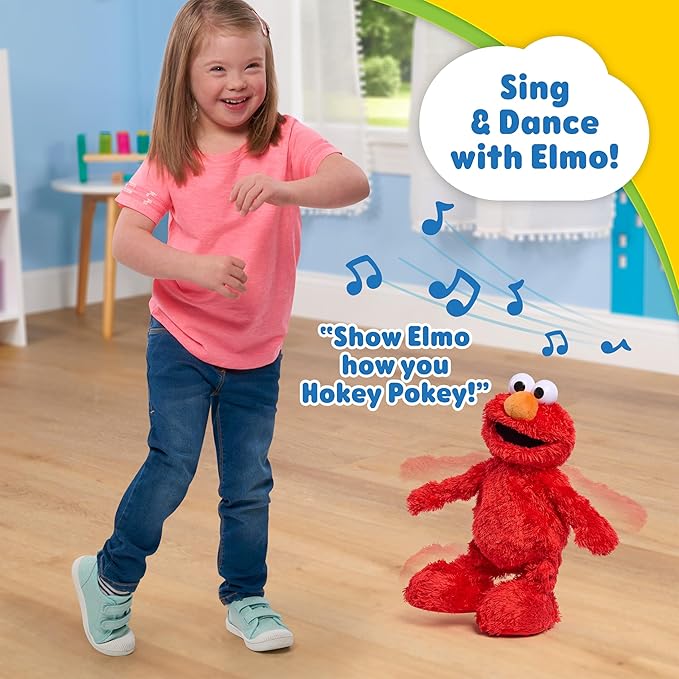 Sesame Street Hokey Pokey Elmo 14” Interactive Plush Toy, Sings, Dances & Plays Music, Bilingual Stuffed Animal for Pretend Play, Soft & Huggable, for Girls and Boys, Ages 18 Months+ by Just Play