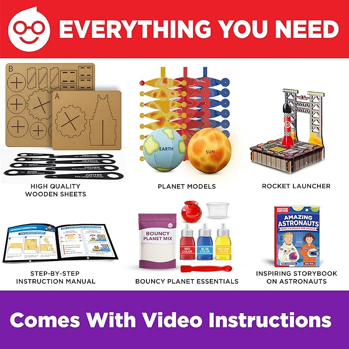 Doctor Jupiter My First Astronaut Kit, Solar System Project Kit for Kids, STEM Space Toys for 5-6-7-8-9-10 Year Old Boys & Girls | 4 in 1 Learning & Educational Toy