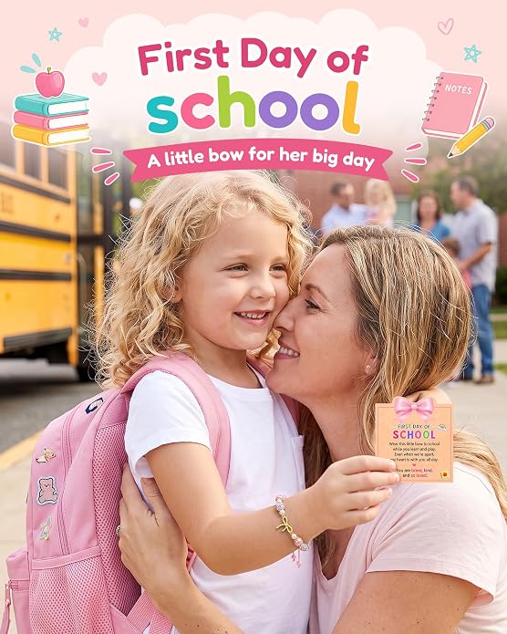 First Day of School Bow Bracelet Back to School Gifts for Girls