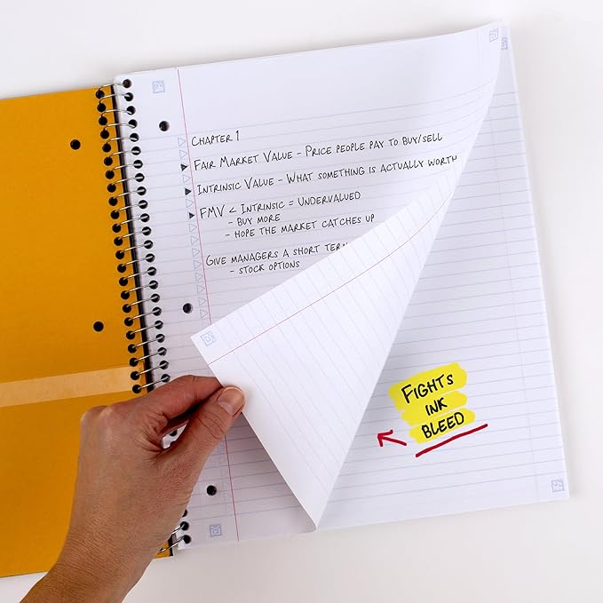 Five Star Spiral Notebook + Study App, 3 Subject, College Ruled Paper, 8-1/2" x 11", 150 Sheets, Fights Ink Bleed, Water Resistant Cover, White (72464) (Pack of 6)