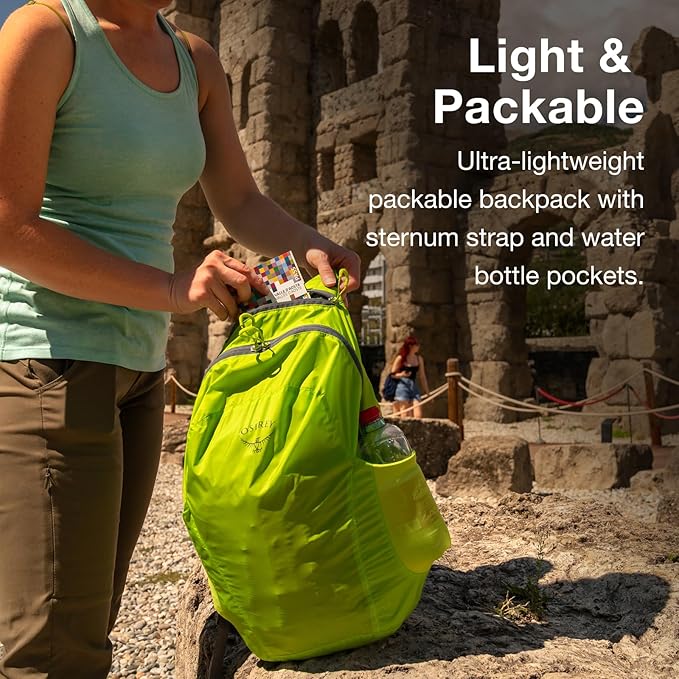 Osprey Ultralight Collapsible Stuff Pack, Green OS | travel organizer, packing cube, toiletry bag, carry on accessory, Green color, OS size