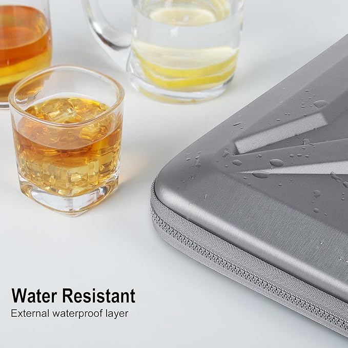 DOMISO 13.3-14 Inch Laptop Hard Case, Waterproof Shockproof Hard Shell Laptop Sleeve Protective Computer Bag for Macbook Pro 14 / Lenovo ThinkPad/Dell XPS/HP Pavilion, Silver