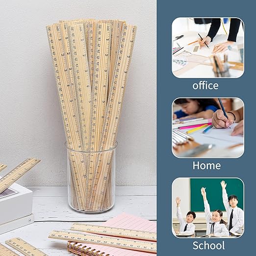 25 Pack Wooden Ruler 12 Inch Rulers Bulk Wood Measuring Ruler Office Ruler 2 Scale