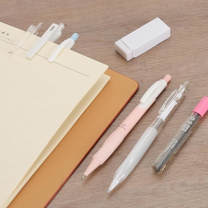 M&G 6Pcs Mechanical Pencil Set, 0.5mm Mechanical Lead Pencils for Drafting Sketching Art Class Writing Office Classroom, White