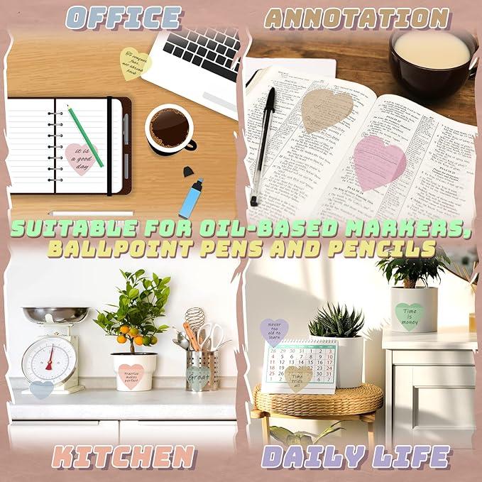 Jetec 500 Sheets Transparent Sticky Notes Bulk 3x3 Pastel See Through Sticky Notes Clear Books Annotation Tabs Self Adhesive Waterproof Translucent Memo Pad for Office Bible(Colorful,Cute)