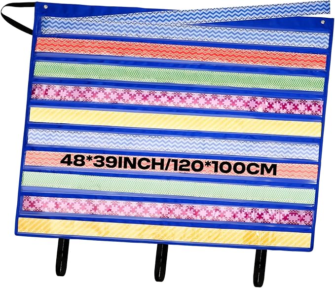 Sinload 48 x 39 inch Bulletin Board Border Storage, Foldable Border Storage Pocket Chart, Bulletin Board Borders and Wall Borders, Classroom Organizer with Storage Pockets for Teacher