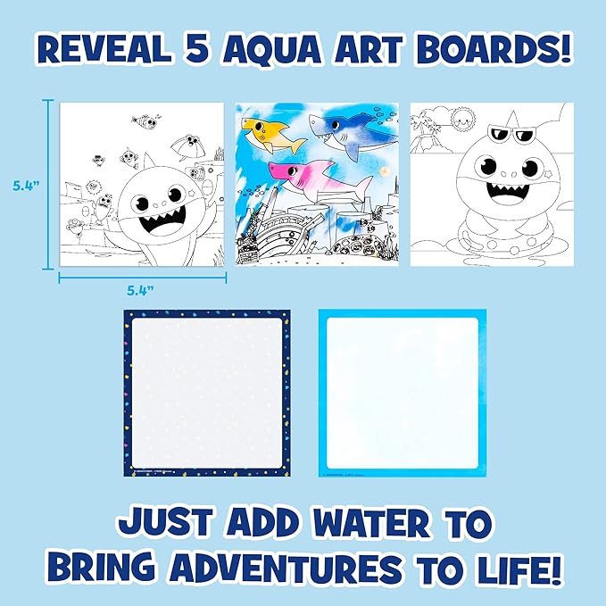 Horizon Group USA Baby Shark Aqua Art - Baby Shark Water Coloring Pads - Includes Magic Refillable Water Brush for Mess-Free Art Painting for Toddlers - Great for 3 Year Olds