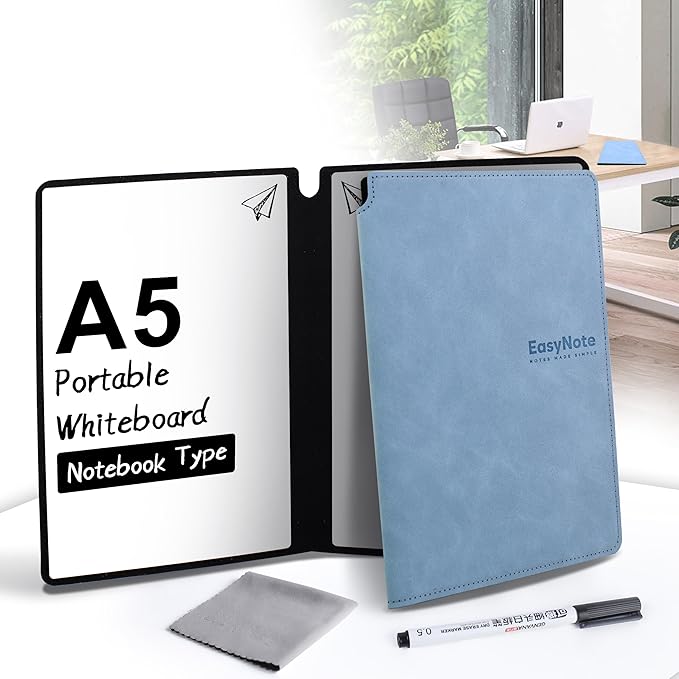 Portable Whiteboard, Erasable Reusable Whiteboard Notebook Mini A5 Dry Erase White Board for Meeting Business Office Home