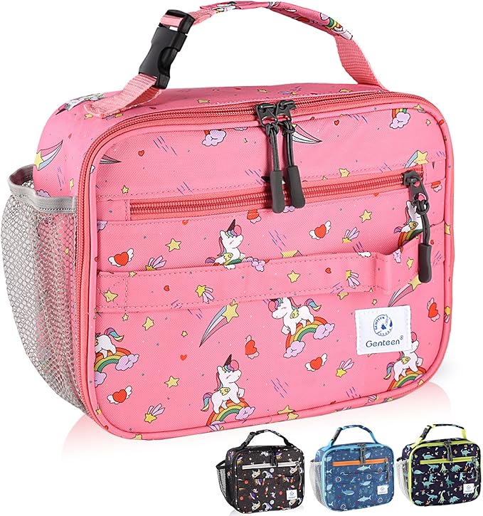 Genteen Lunch Box Kids, Prints Insulated Lunch Bag Kids Boys Girls,Soft Bag Mini Cooler Back to School Thermal Meal Tote Kit Lunch Box for School,Work,Outdoor - Star Rainbow