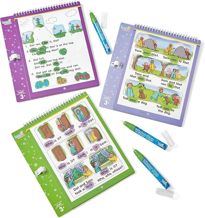 hand2mind Bob Books Sight Words Water Workbook Set, Water Pen Coloring Books for Toddlers, No Mess Coloring, Water Reveal Pads for Kids, Science of Reading (3 Water Books and 3 Water Pens)
