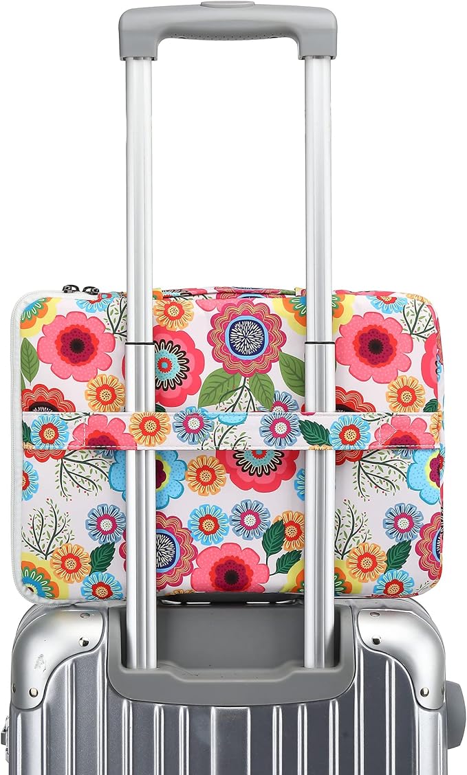 360° Protective Laptop Sleeve Case Bag Cover with Handle For iPad 12.9 inch,MacBook Pro Air 13" and 12.5 inch-13.3 inch Laptop (Flowers)