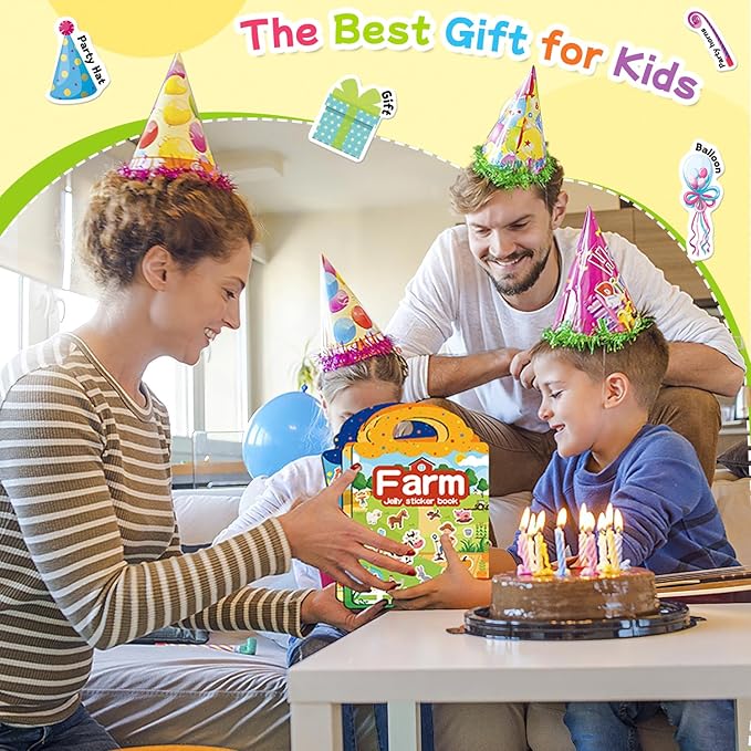 Reusable Sticker Book for Toddlers 3-6, Jelly Stickers for Kids, Sticker Activity Book Travel Toys for Car & Airplane, Educational Learning Gifts for Boys and Girls (Space Theme)